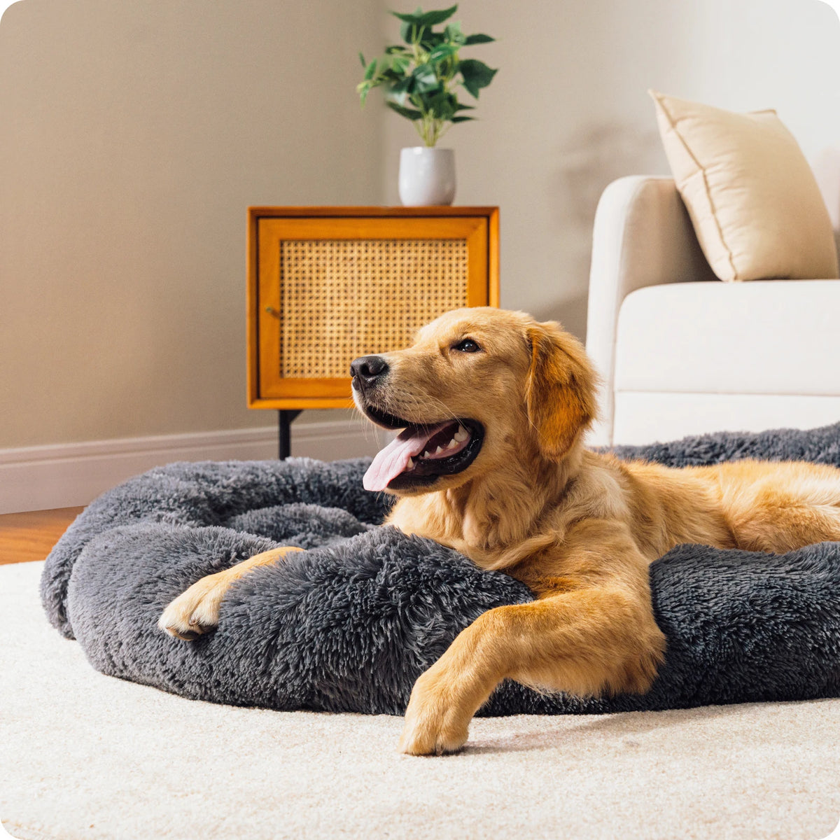 Tapis protège-canapé en fourrure longue