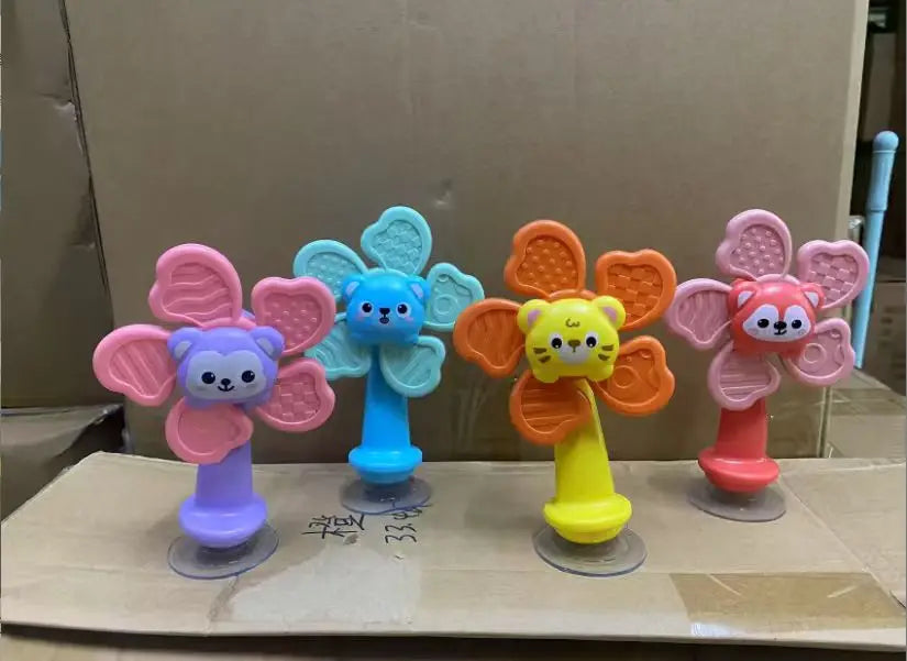 Random Color 1 Piece Animal Suction Cup Windmill Spinning Toy, Baby Teething Sensory Toy, High Chair Suction Cup Feeding Tool, Newborn Soothing Tactile Early Education Aid, Baby Developmental Toy, Full-Month Gift