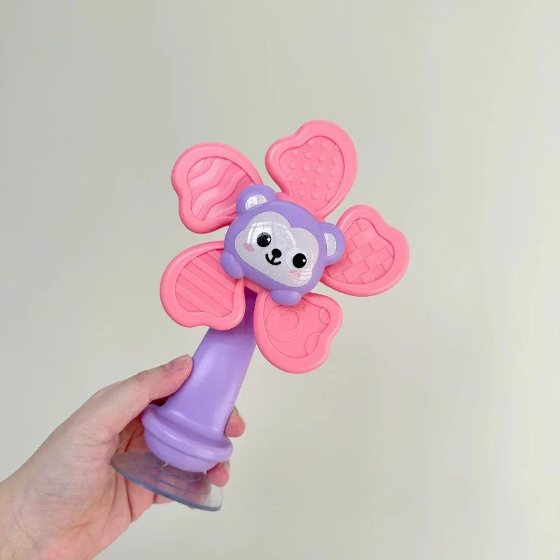 Random Color 1 Piece Animal Suction Cup Windmill Spinning Toy, Baby Teething Sensory Toy, High Chair Suction Cup Feeding Tool, Newborn Soothing Tactile Early Education Aid, Baby Developmental Toy, Full-Month Gift