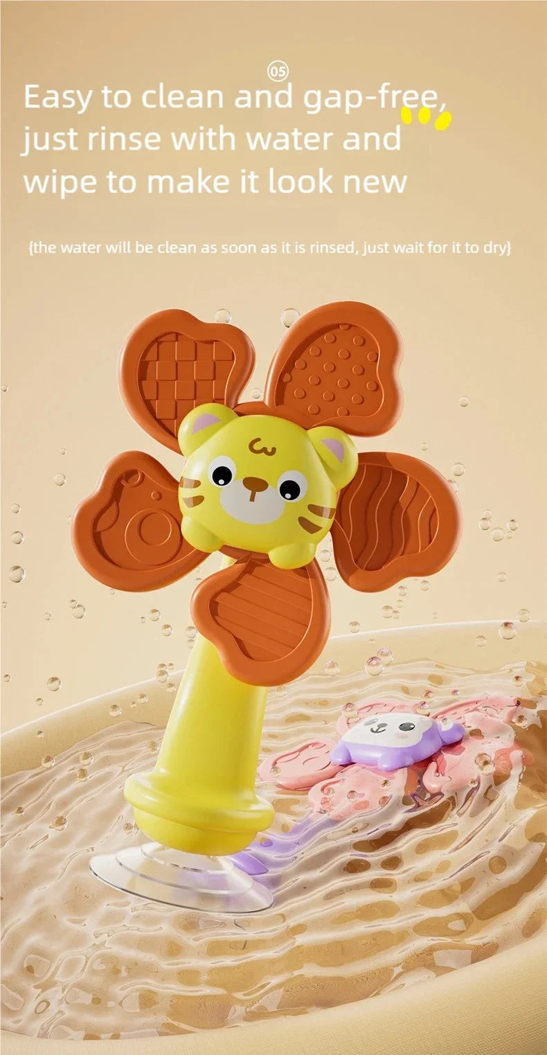 Random Color 1 Piece Animal Suction Cup Windmill Spinning Toy, Baby Teething Sensory Toy, High Chair Suction Cup Feeding Tool, Newborn Soothing Tactile Early Education Aid, Baby Developmental Toy, Full-Month Gift