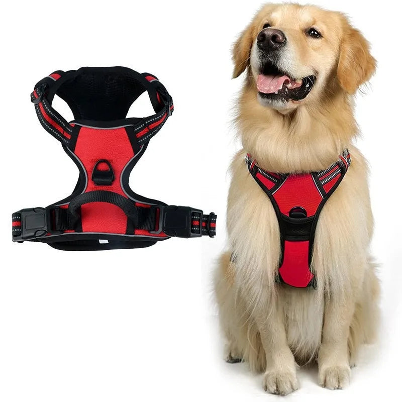 No Pull Front Clip Dog Harness with Reflective Strip, Adjustable Comfort Walking Vest Harness with Soft Handle, Escape Proof Pet Strap for Medium Large Dogs Daily Walking Training
