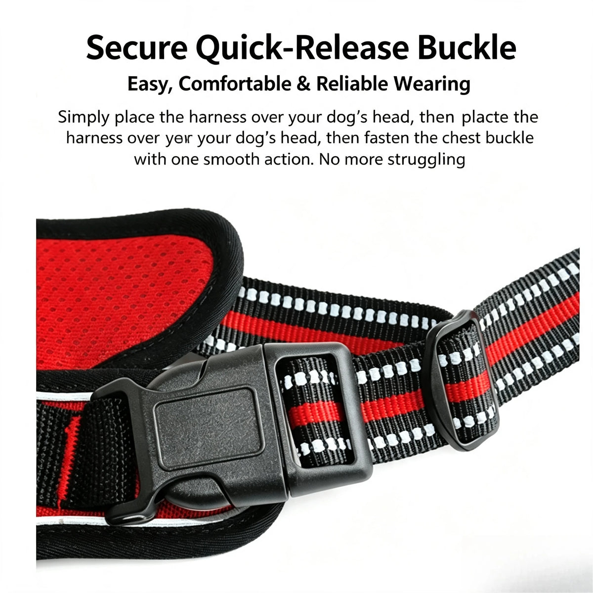 No Pull Front Clip Dog Harness with Reflective Strip, Adjustable Comfort Walking Vest Harness with Soft Handle, Escape Proof Pet Strap for Medium Large Dogs Daily Walking Training