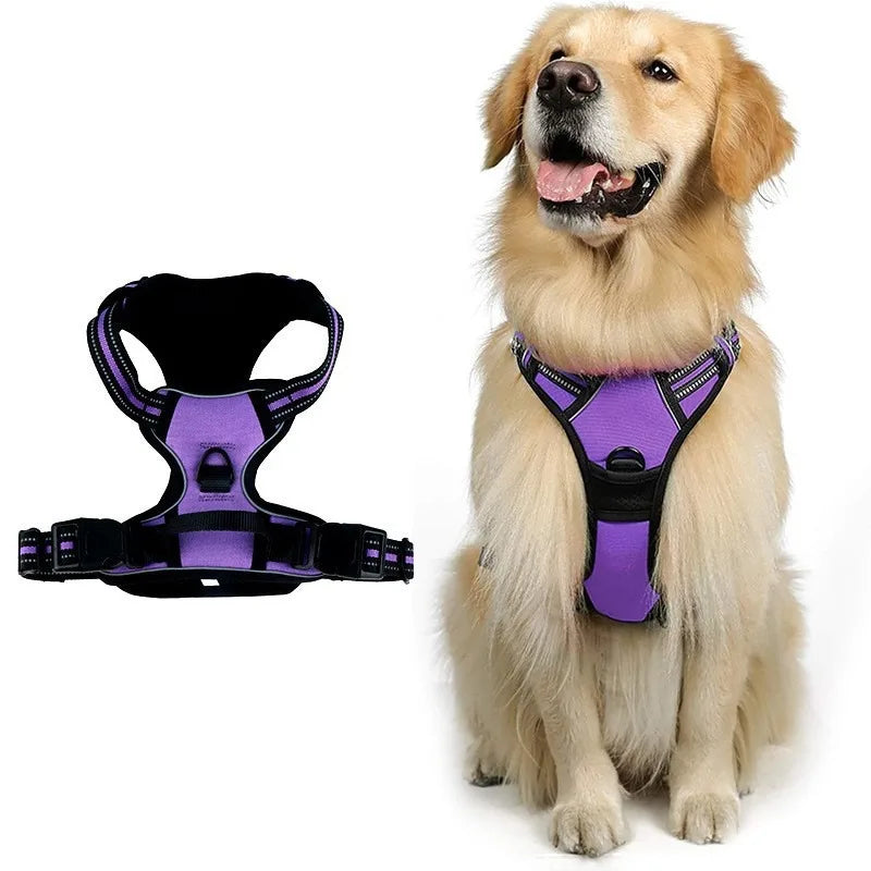 No Pull Front Clip Dog Harness with Reflective Strip, Adjustable Comfort Walking Vest Harness with Soft Handle, Escape Proof Pet Strap for Medium Large Dogs Daily Walking Training