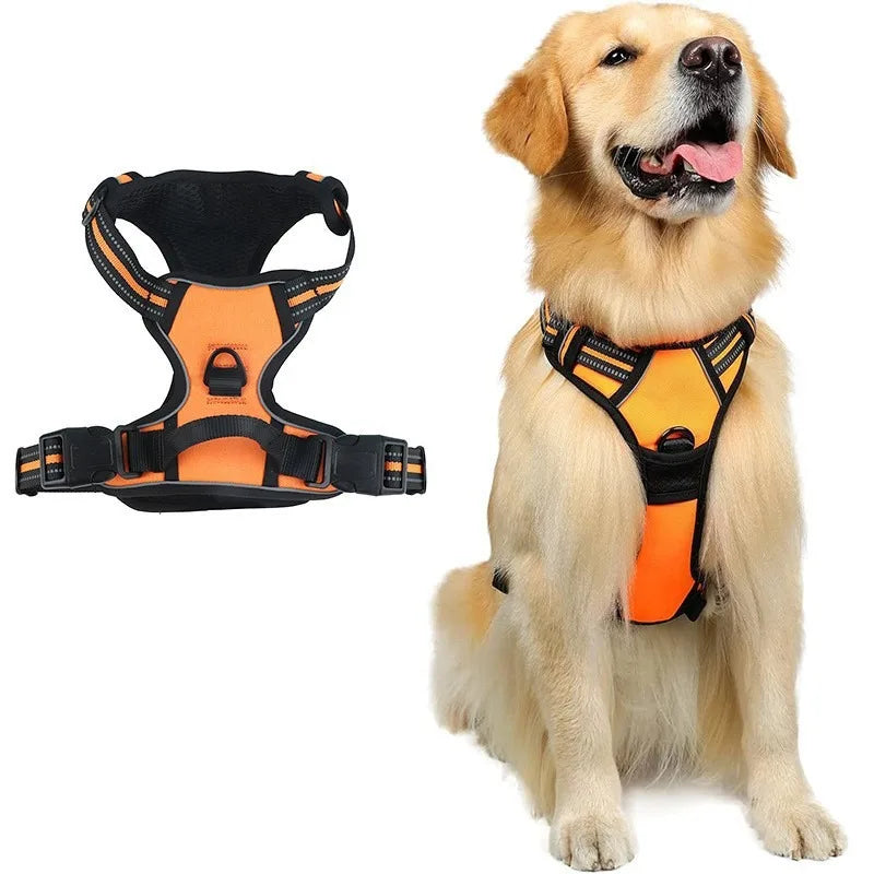 No Pull Front Clip Dog Harness with Reflective Strip, Adjustable Comfort Walking Vest Harness with Soft Handle, Escape Proof Pet Strap for Medium Large Dogs Daily Walking Training