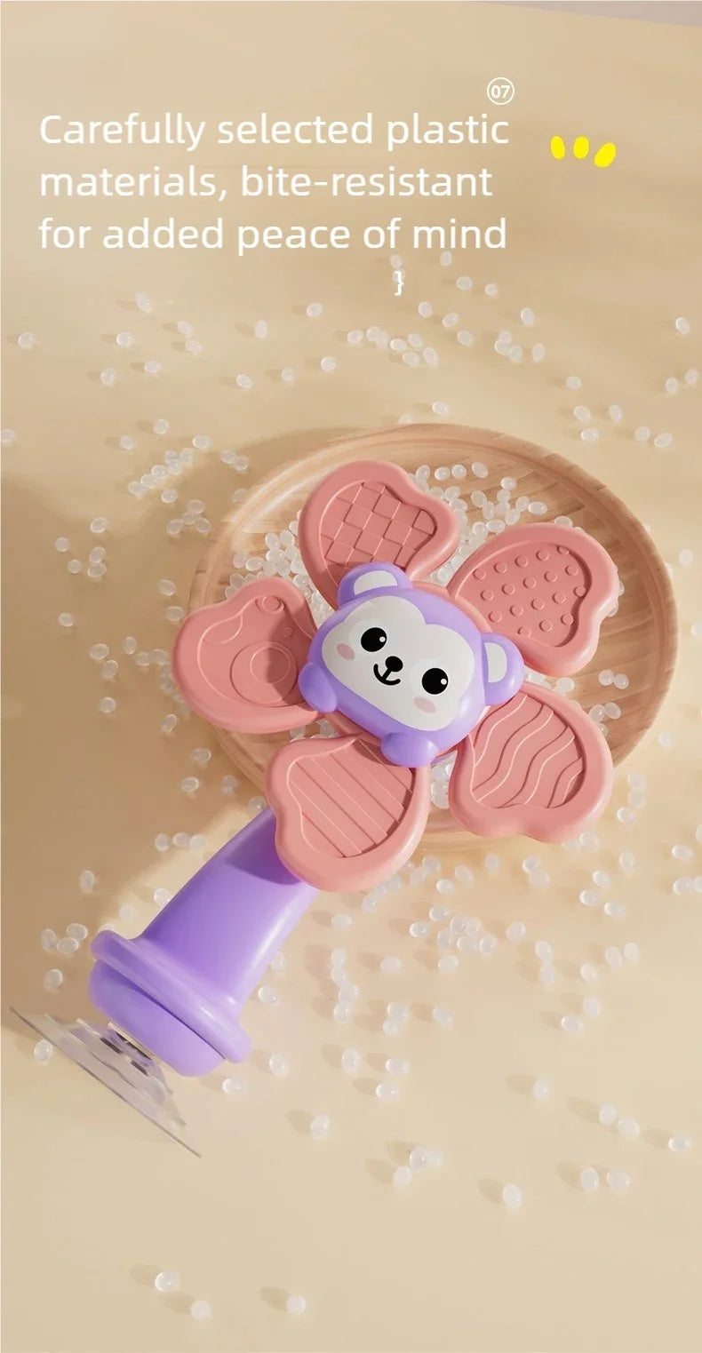 Random Color 1 Piece Animal Suction Cup Windmill Spinning Toy, Baby Teething Sensory Toy, High Chair Suction Cup Feeding Tool, Newborn Soothing Tactile Early Education Aid, Baby Developmental Toy, Full-Month Gift