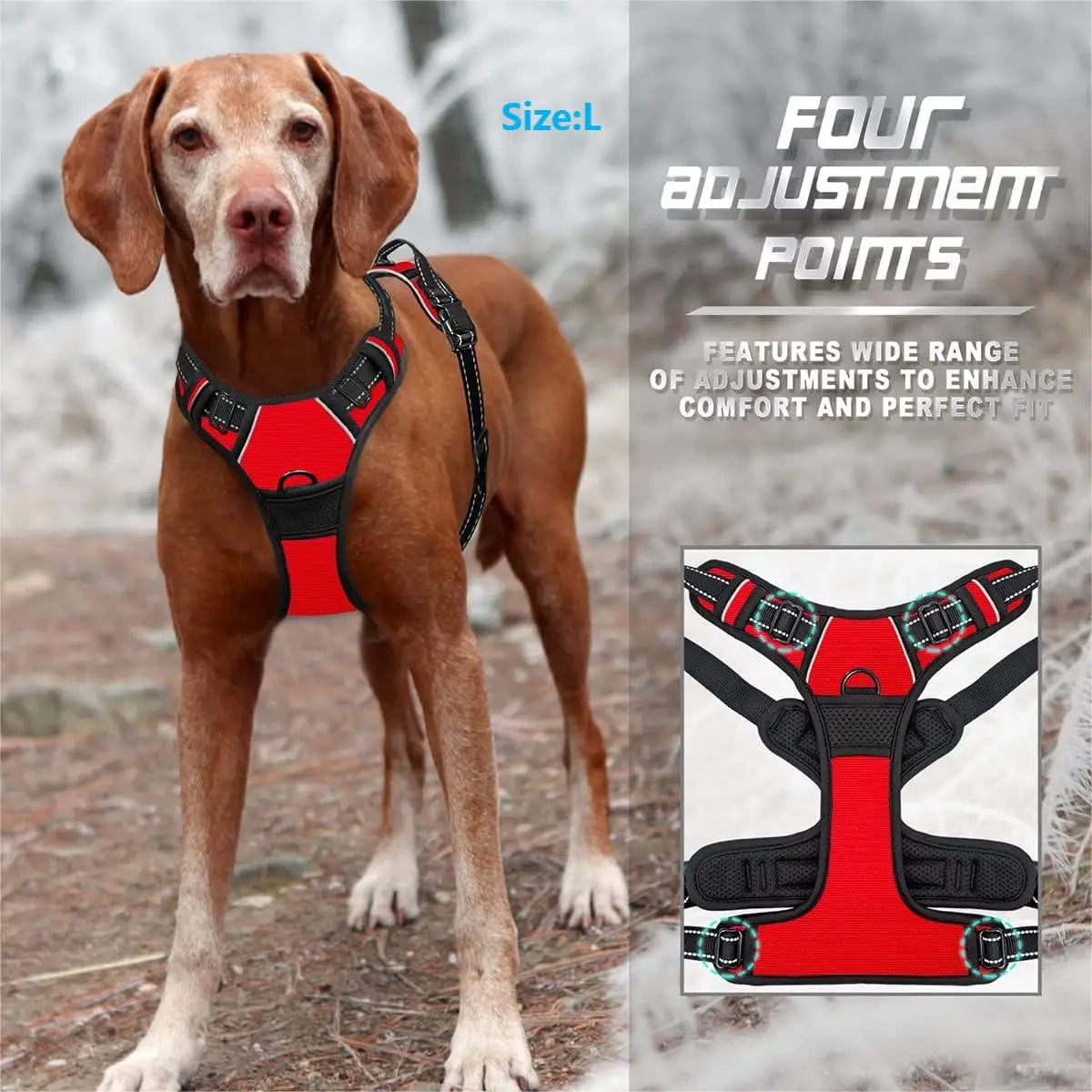 No Pull Front Clip Dog Harness with Reflective Strip, Adjustable Comfort Walking Vest Harness with Soft Handle, Escape Proof Pet Strap for Medium Large Dogs Daily Walking Training