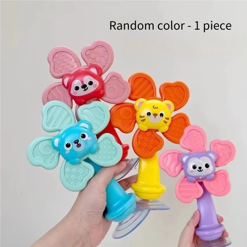 Random Color 1 Piece Animal Suction Cup Windmill Spinning Toy, Baby Teething Sensory Toy, High Chair Suction Cup Feeding Tool, Newborn Soothing Tactile Early Education Aid, Baby Developmental Toy, Full-Month Gift
