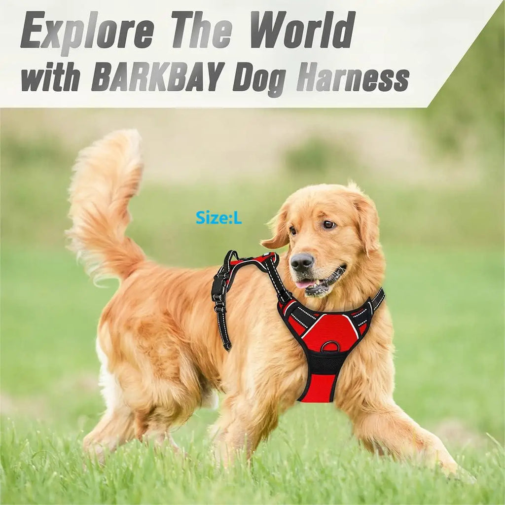 No Pull Front Clip Dog Harness with Reflective Strip, Adjustable Comfort Walking Vest Harness with Soft Handle, Escape Proof Pet Strap for Medium Large Dogs Daily Walking Training