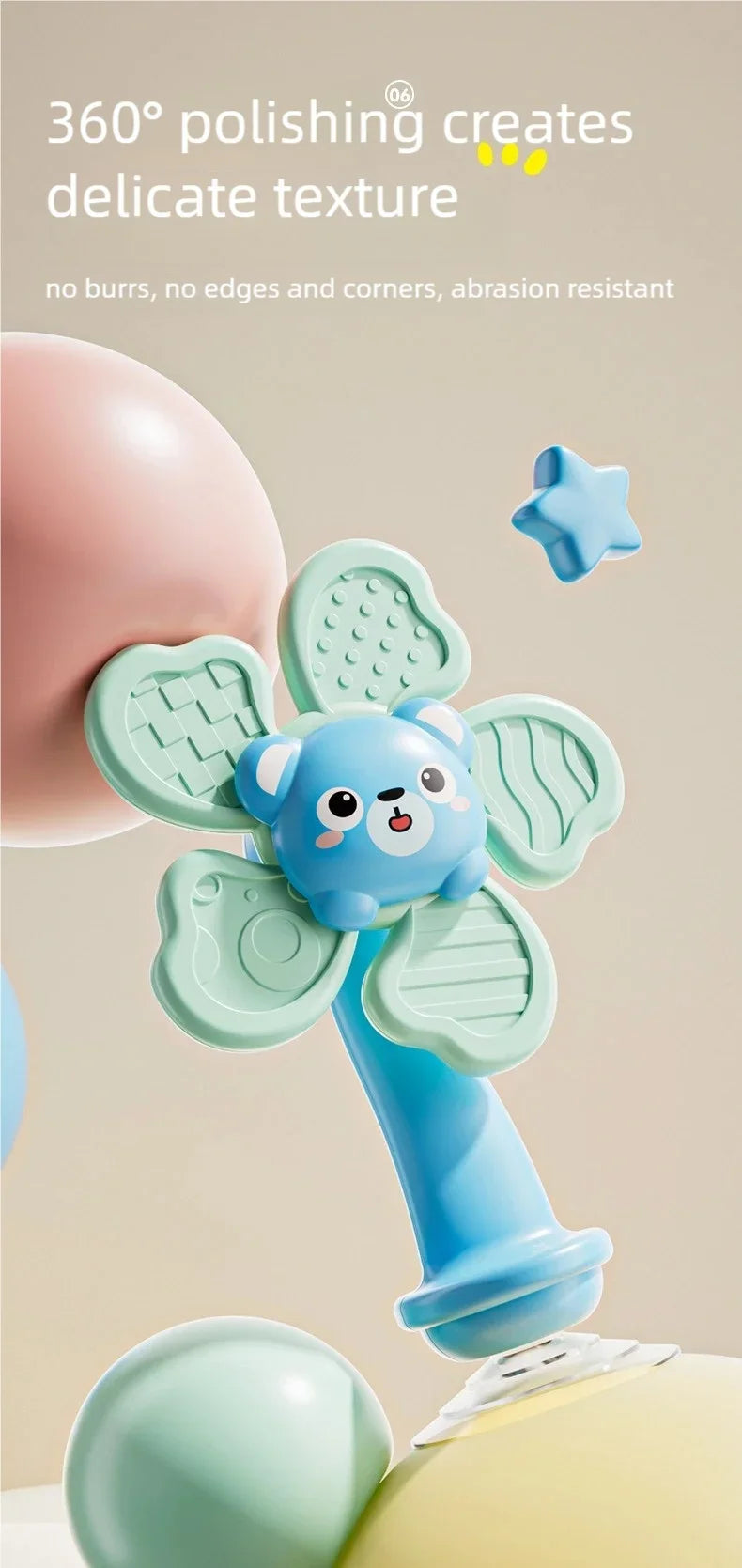 Random Color 1 Piece Animal Suction Cup Windmill Spinning Toy, Baby Teething Sensory Toy, High Chair Suction Cup Feeding Tool, Newborn Soothing Tactile Early Education Aid, Baby Developmental Toy, Full-Month Gift