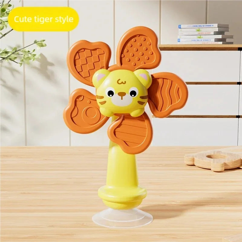 Random Color 1 Piece Animal Suction Cup Windmill Spinning Toy, Baby Teething Sensory Toy, High Chair Suction Cup Feeding Tool, Newborn Soothing Tactile Early Education Aid, Baby Developmental Toy, Full-Month Gift