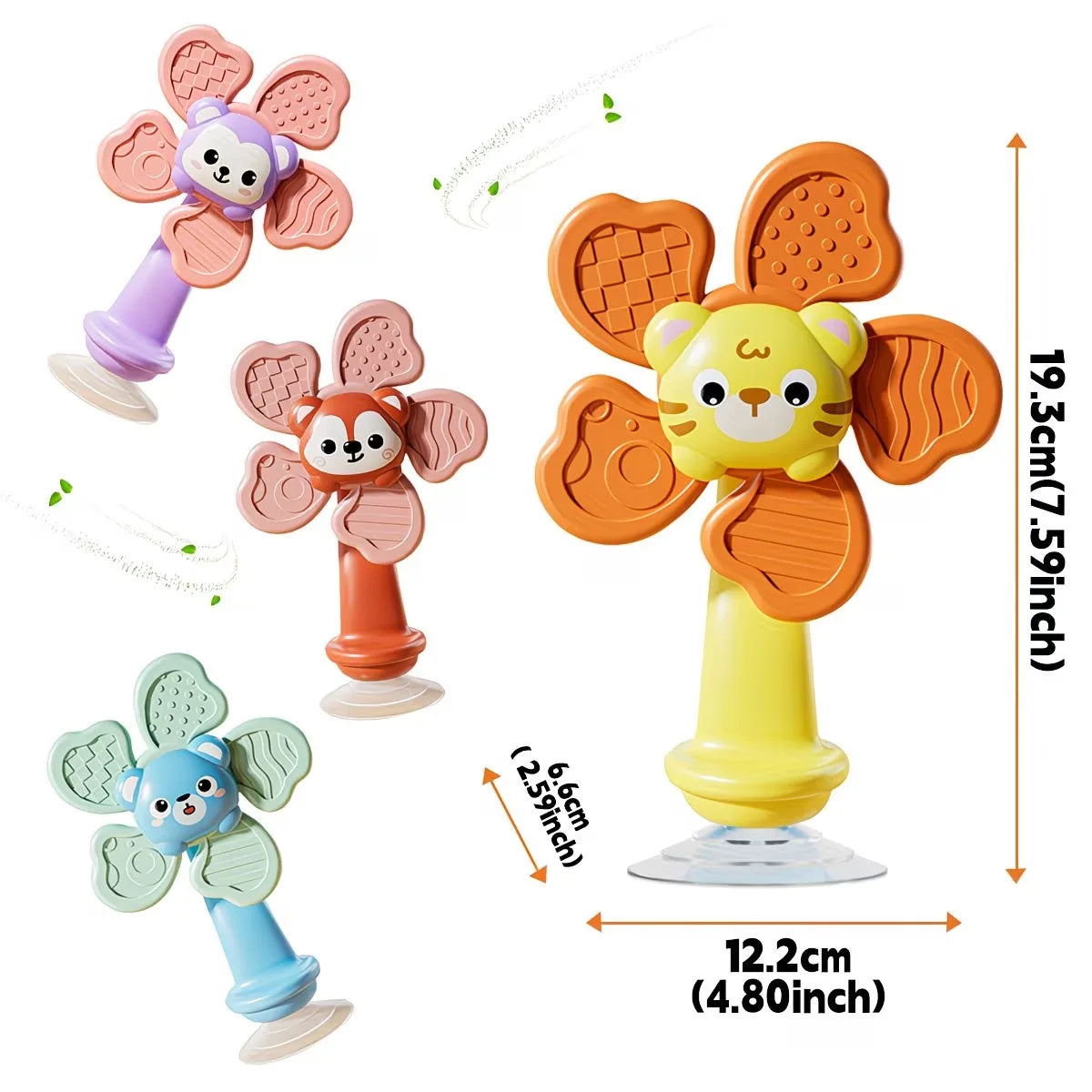 Random Color 1 Piece Animal Suction Cup Windmill Spinning Toy, Baby Teething Sensory Toy, High Chair Suction Cup Feeding Tool, Newborn Soothing Tactile Early Education Aid, Baby Developmental Toy, Full-Month Gift