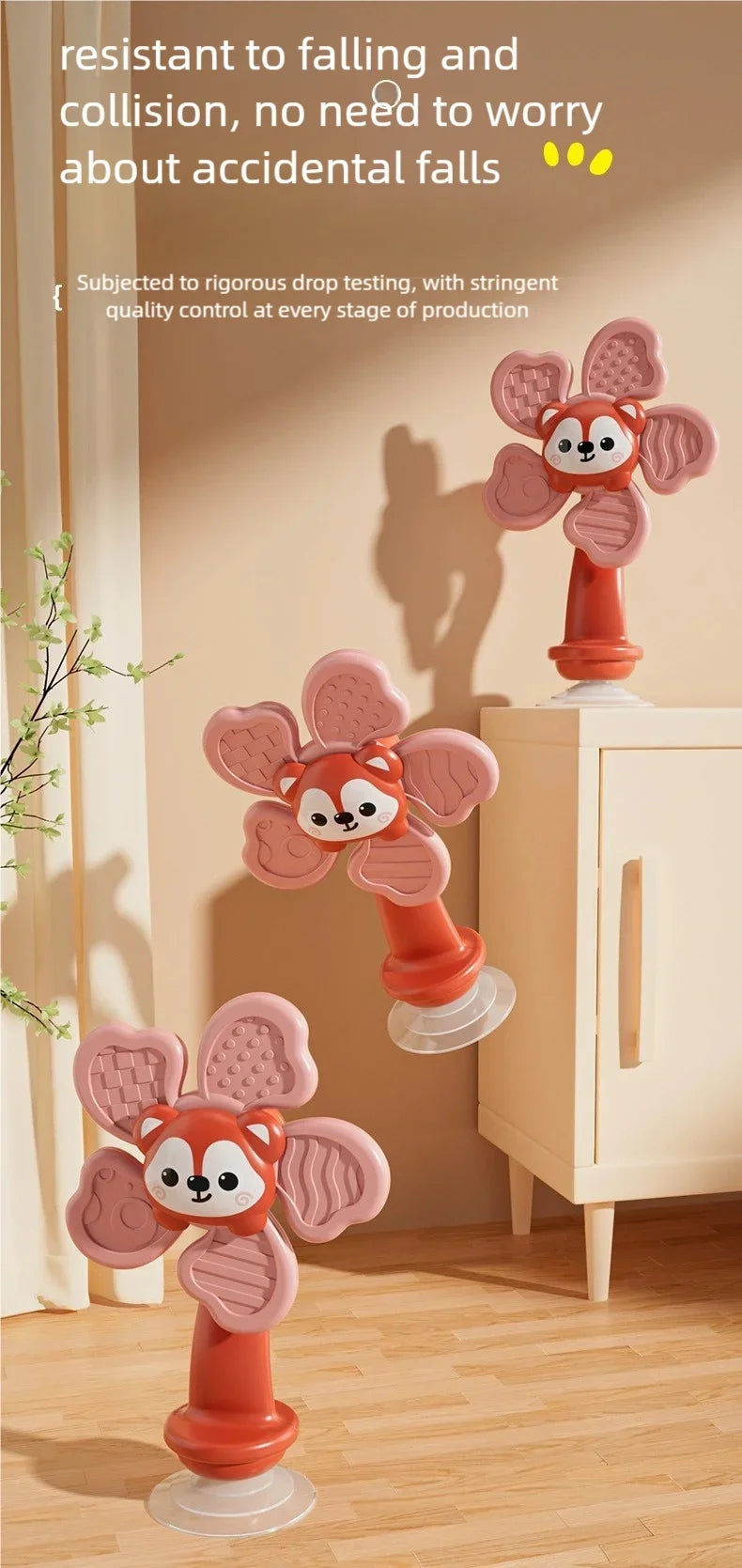 Random Color 1 Piece Animal Suction Cup Windmill Spinning Toy, Baby Teething Sensory Toy, High Chair Suction Cup Feeding Tool, Newborn Soothing Tactile Early Education Aid, Baby Developmental Toy, Full-Month Gift
