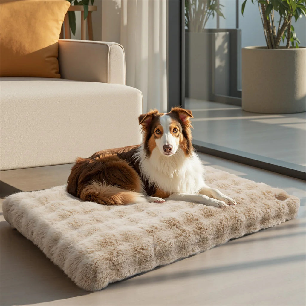 Coussin épais en fausse fourrure, déhoussable