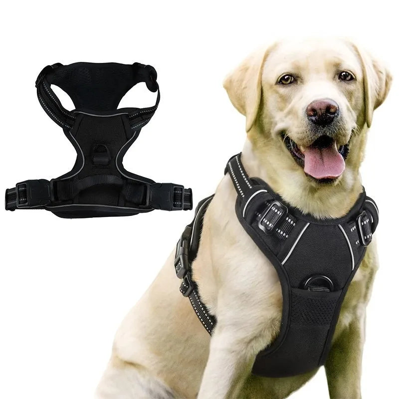 No Pull Front Clip Dog Harness with Reflective Strip, Adjustable Comfort Walking Vest Harness with Soft Handle, Escape Proof Pet Strap for Medium Large Dogs Daily Walking Training