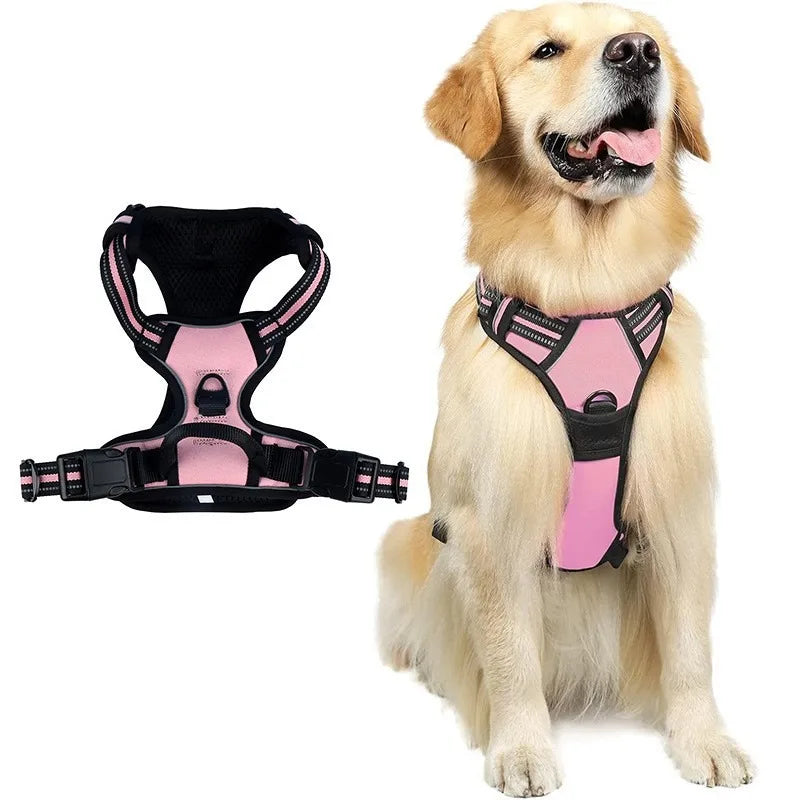 No Pull Front Clip Dog Harness with Reflective Strip, Adjustable Comfort Walking Vest Harness with Soft Handle, Escape Proof Pet Strap for Medium Large Dogs Daily Walking Training