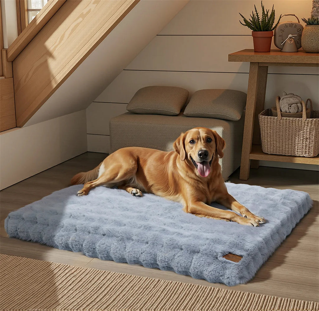 Coussin épais en fausse fourrure, déhoussable