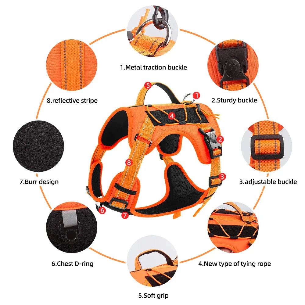 Dog Tactical Chest Harness Multifunctional Undershirt Reflective Dog Chest Harness Explosion-Proof Dog Chest Harness