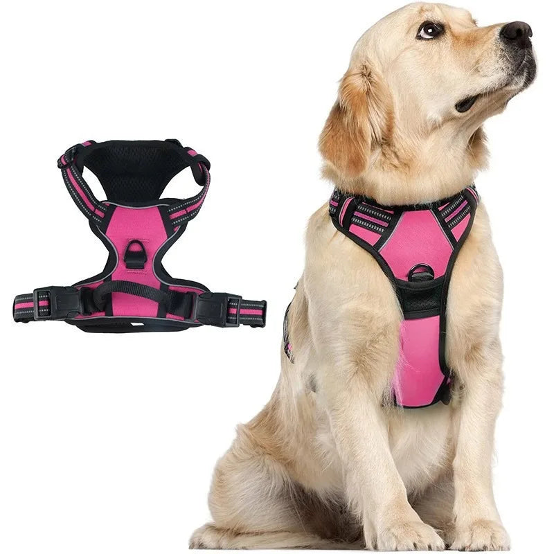 No Pull Front Clip Dog Harness with Reflective Strip, Adjustable Comfort Walking Vest Harness with Soft Handle, Escape Proof Pet Strap for Medium Large Dogs Daily Walking Training