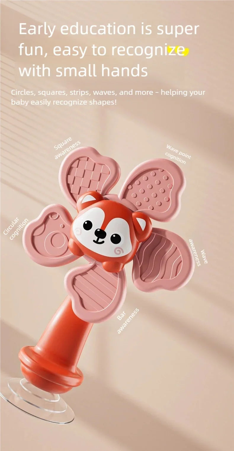 Random Color 1 Piece Animal Suction Cup Windmill Spinning Toy, Baby Teething Sensory Toy, High Chair Suction Cup Feeding Tool, Newborn Soothing Tactile Early Education Aid, Baby Developmental Toy, Full-Month Gift