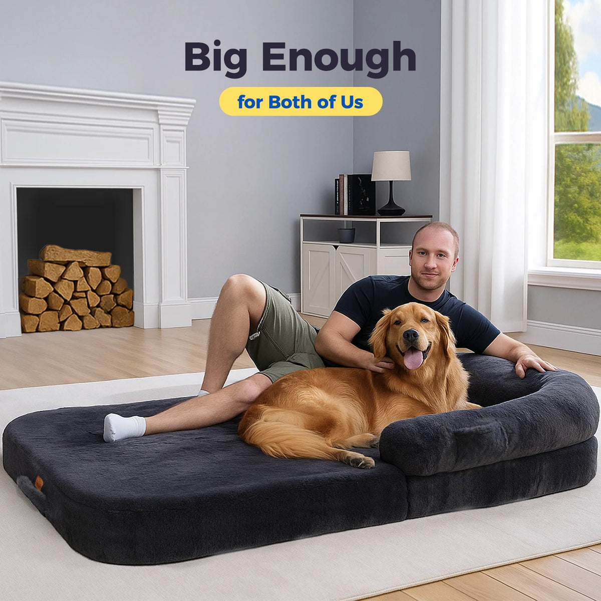 Lit canapé pliable en peluche, pour grand chien