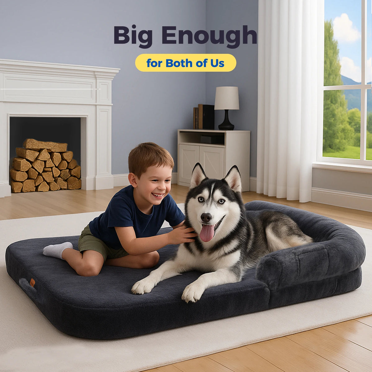 Lit canapé pliable en peluche, pour grand chien