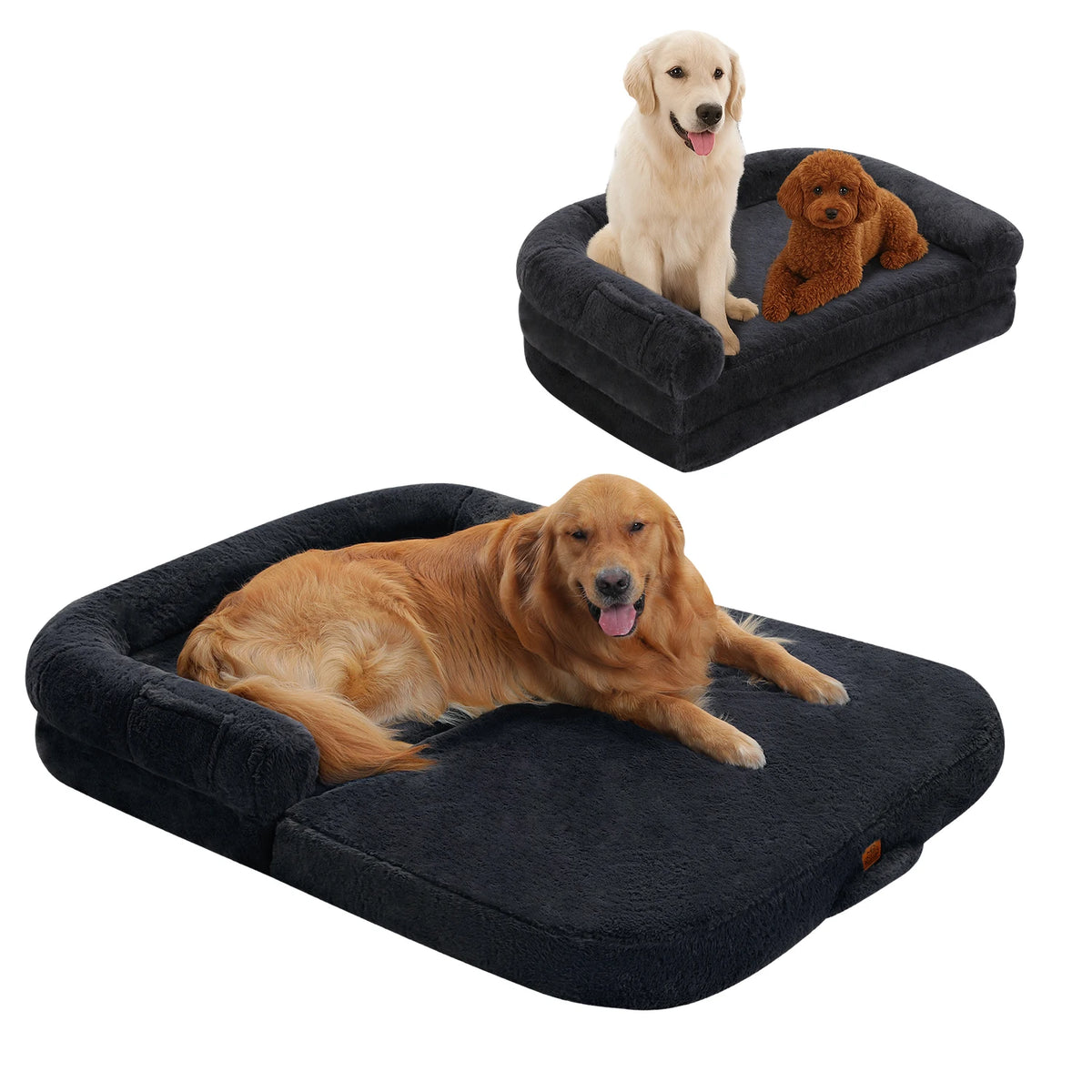Lit canapé pliable en peluche, pour grand chien